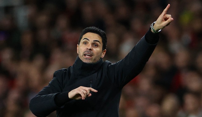 20240403, Mikel Arteta i matchen mellan Arsenal och Luton Town