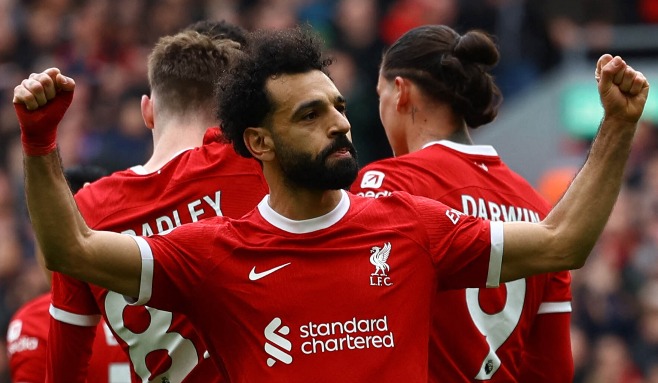 20240331, Mohamed Salah firar ett mål mot Brighton & Hove Albion